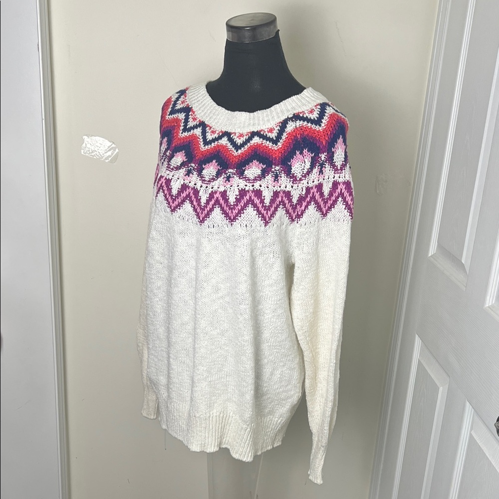 Vintage Fair Isle Cotton Blend Timeless Patterned Sweater Size Large - Picture 5 of 8